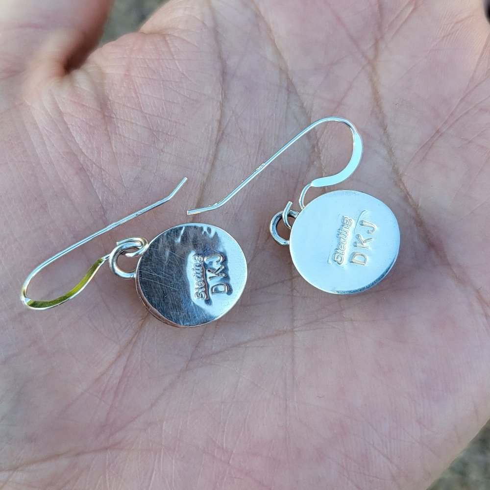 Zuni Sun Face Inlay Turquoise & Spiny Oyster Dangle Earrings NA Handmade Jewelry - Picture 6 of 8